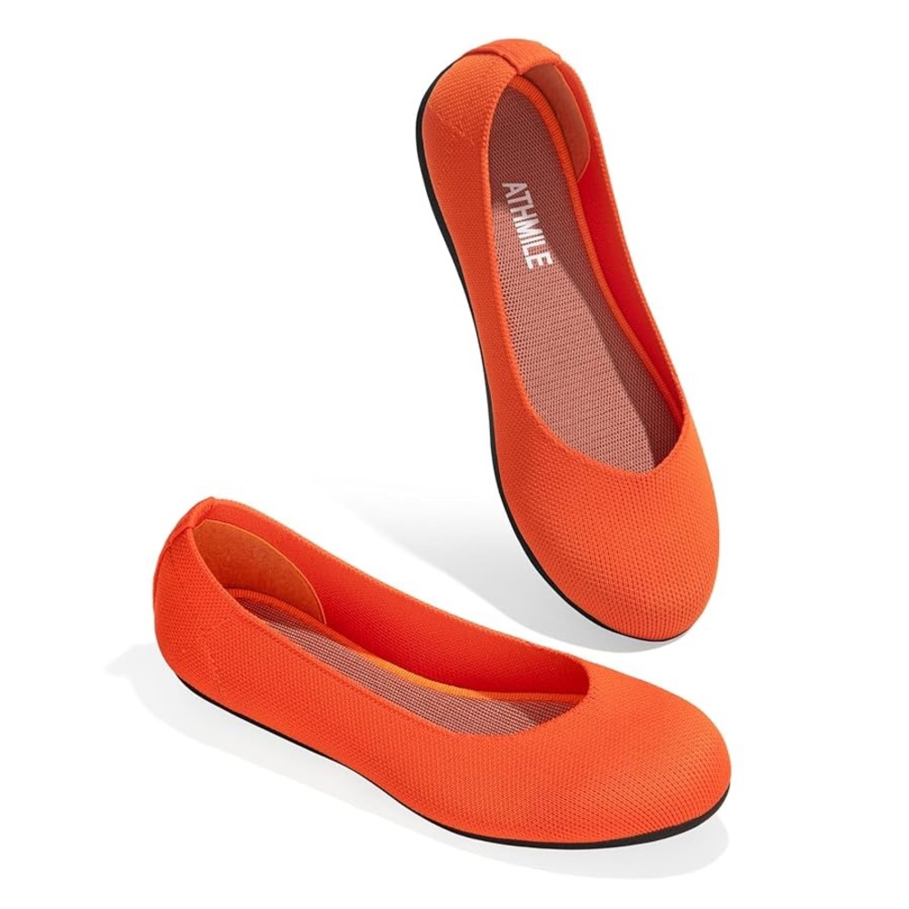 ATHMILE Women's Flat Ballet Shoes Knit Flat Shoes for Women Round Toe Slip on